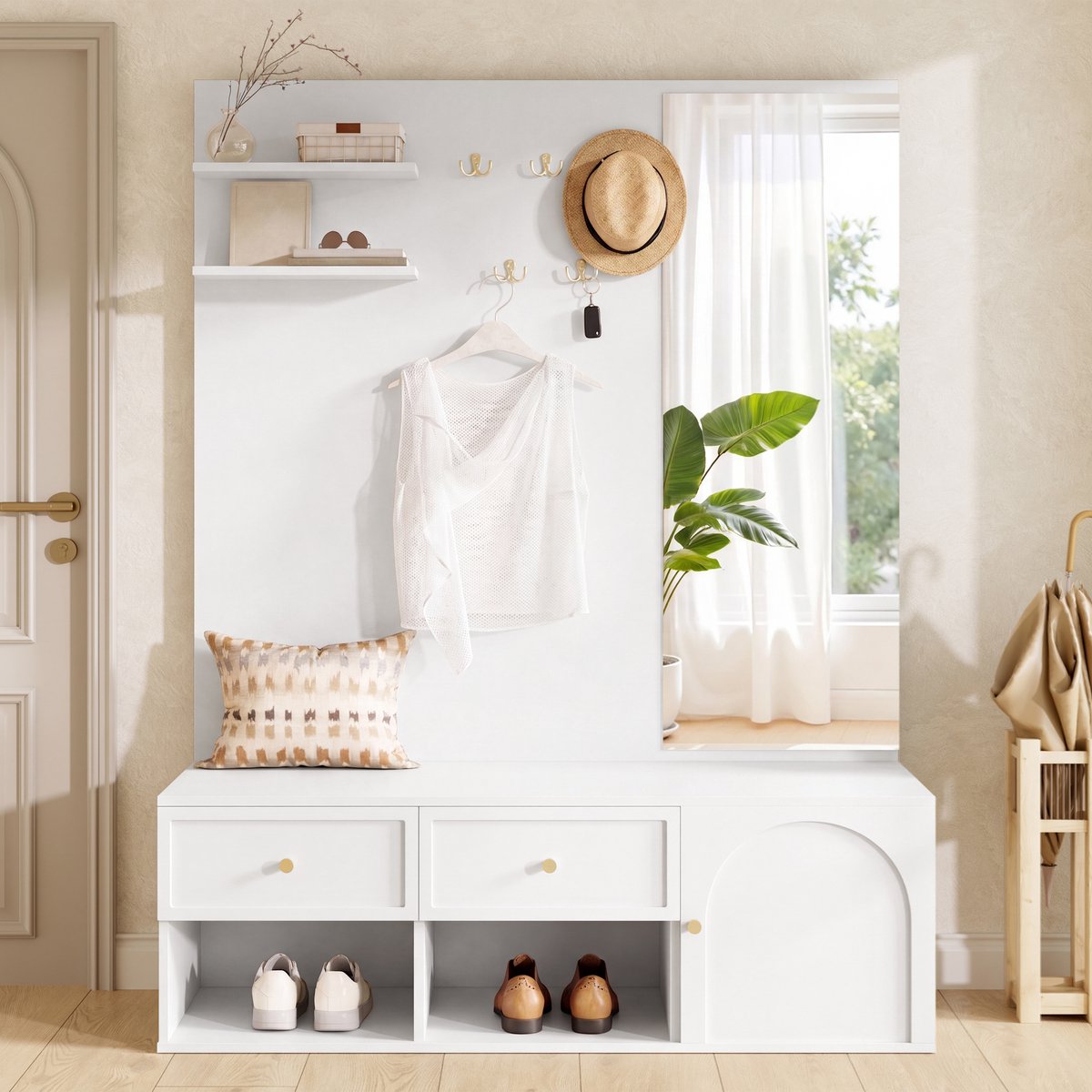 Garderobenset - Functionele Design voor Elegante Flur - Wit - 120 x 35 x 159 cm