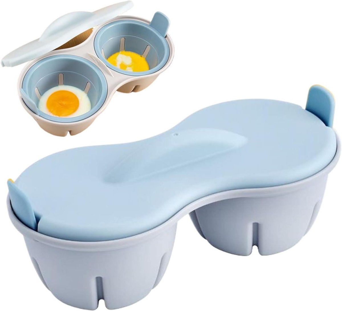 Eierstomer Magnetron - Eierkoker Houder - Snel Ontbijt - Veelzijdig Koken - 22 cm Lengte - Blauw