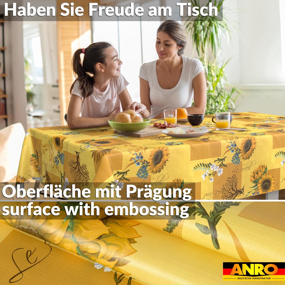 ANRO Tafelkleed Zonnebloemen Meerkleurig 180x100cm Rechte rand Afwasbaar Waterafstotend