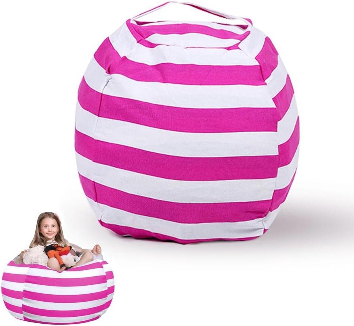 Opbergtas voor kinderen - Zitzak speelgoed - Ruimte Besparen - Hoge Capaciteit - 61 cm - Rozerood