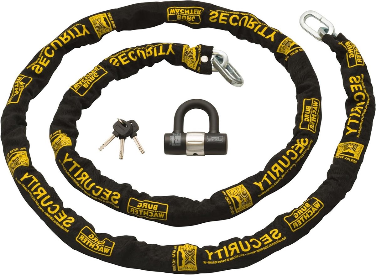 Fietsketting en slot - Beveiligingsset - Diefstalpreventie - Gehard staal - 3 meter - Zwart