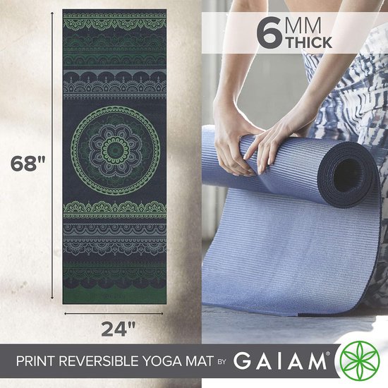 Dikke Yogamat - Fitnessmat Oefenmat - Yoga Pilates - Omkeerbaar Antislip - 6 mm dik - Boho Folk — afbeelding 5