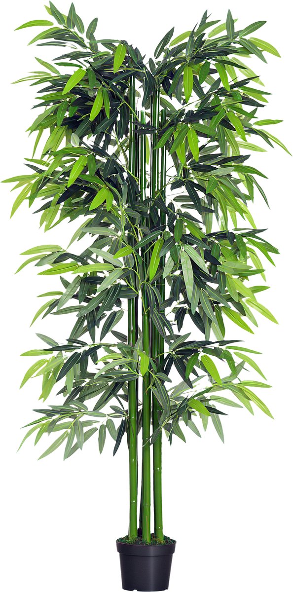 Kunstbamboe - 180 cm - met pot - realistisch zwart-groen