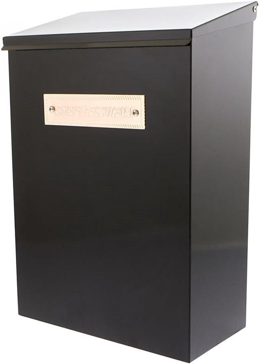 Krantenbox Staal - Briefhouder - Post Ontvangen - Weerbestendig Roestvrij - 15 x 40 x 27.5 cm - Zwart