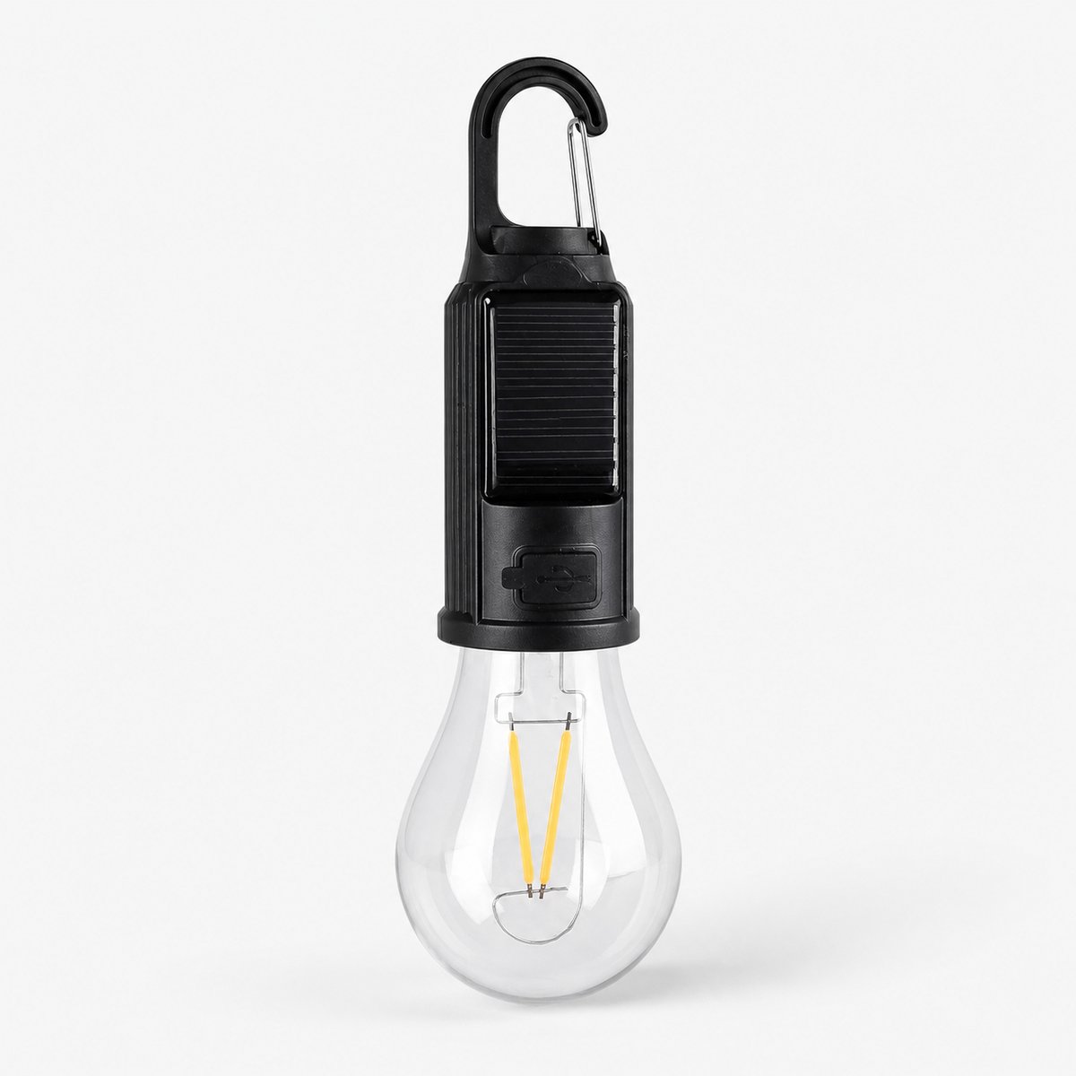 Solar campinglamp met karabijnhaak - Oplaadbaar via USB - 3 lichtstanden - IP44