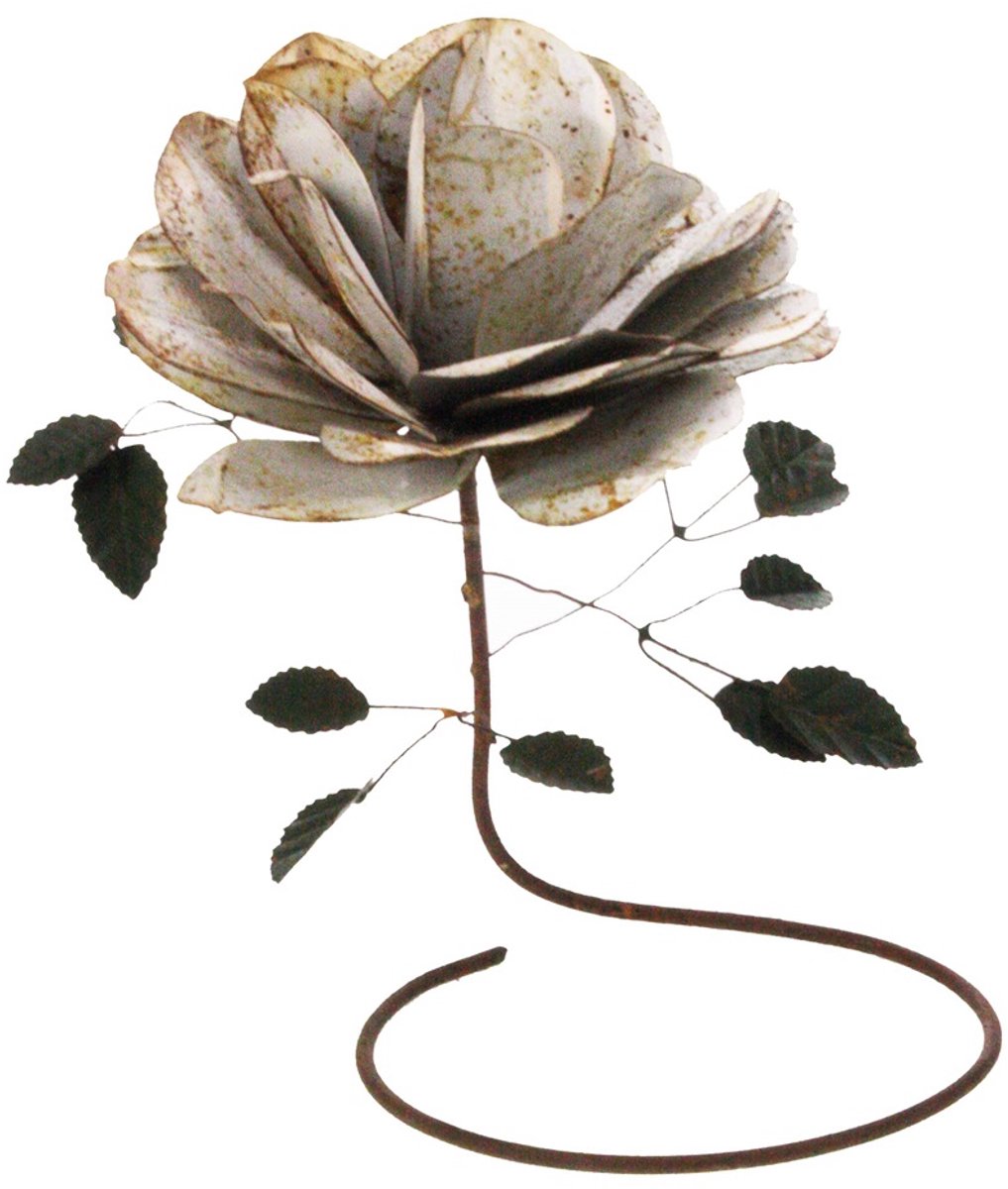 Bloem wit, metaal 19x16x20cm