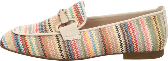 Instapper met een veelkleurig zigzagpatroon en beige strikdetail op de wreef.