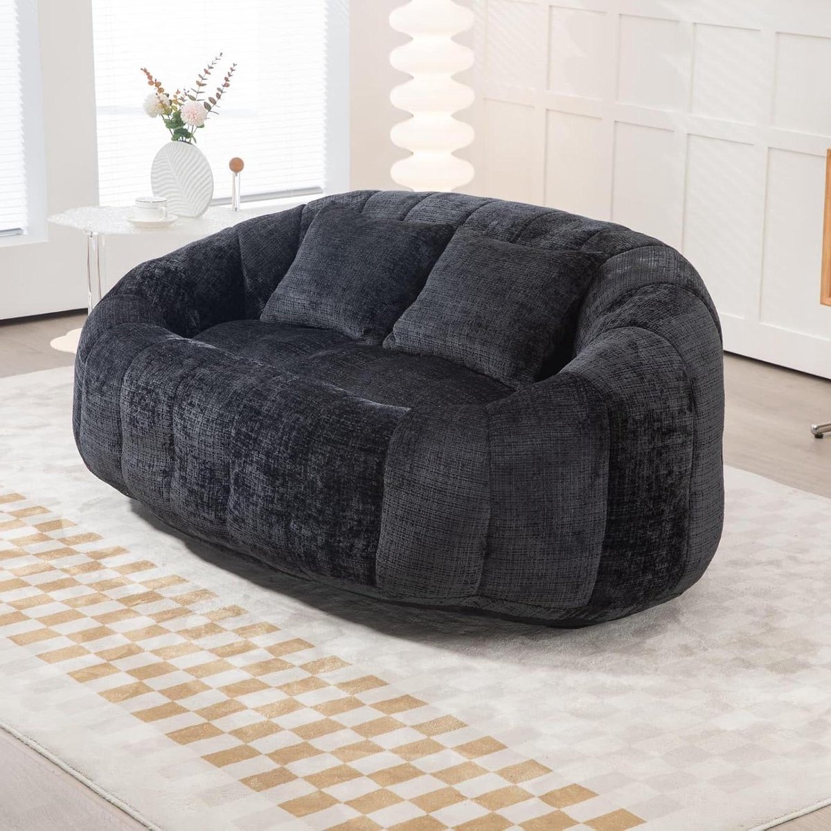 Grote Zitzak - Zitkussen Sofa - Ontspannen Zitten - Memory Foam Vulling - 150x95x63cm - Zwart