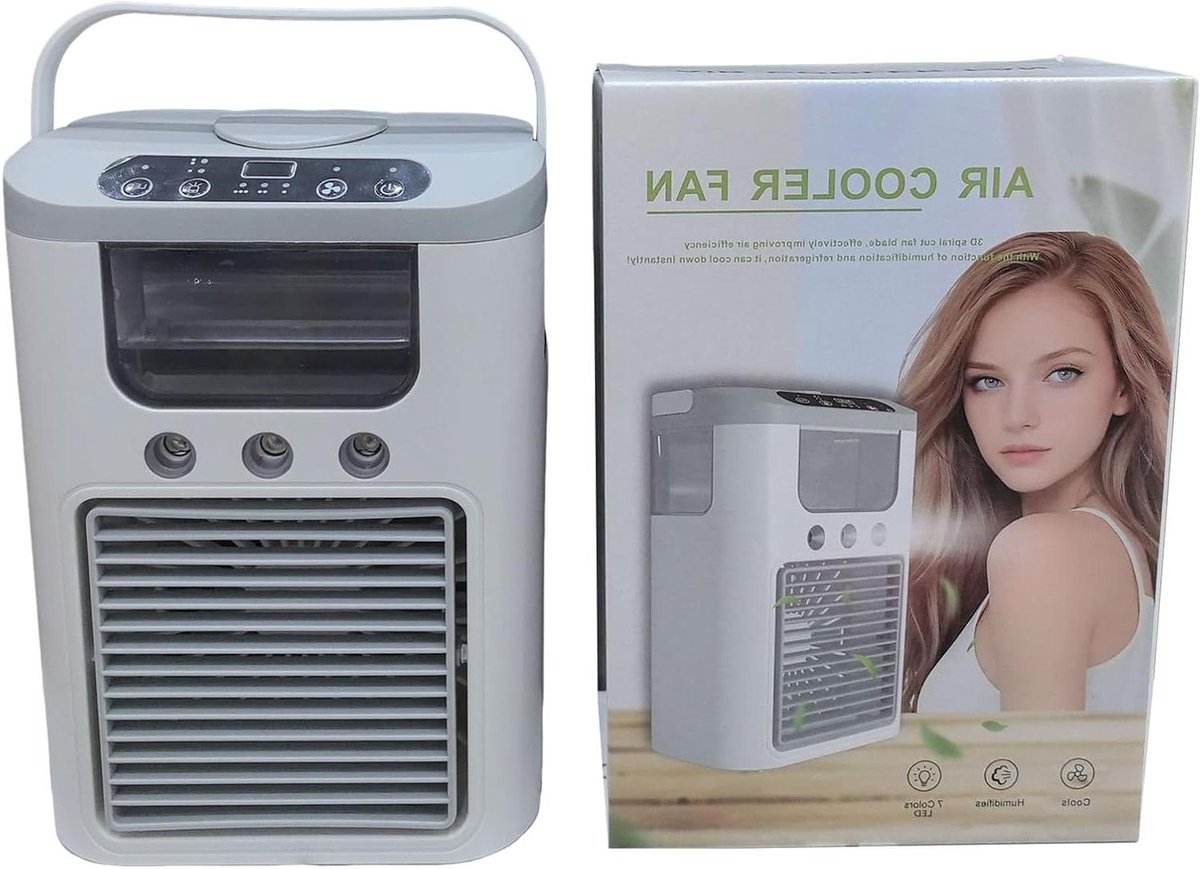 Desktop Air Cooler - Persoonlijke Koeler - Persoonlijke Koelte - Met Mistfunctie - 23.5 cm Hoog - Grijs