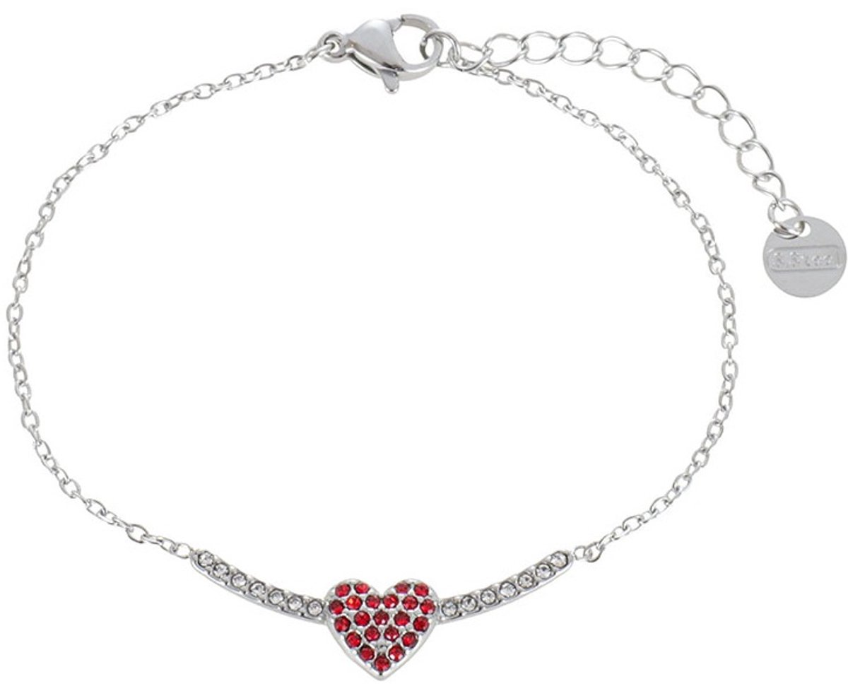 D-B18.4 B1160-001S S. Steel Bracelet Heart Crystals - 16 - 21cm