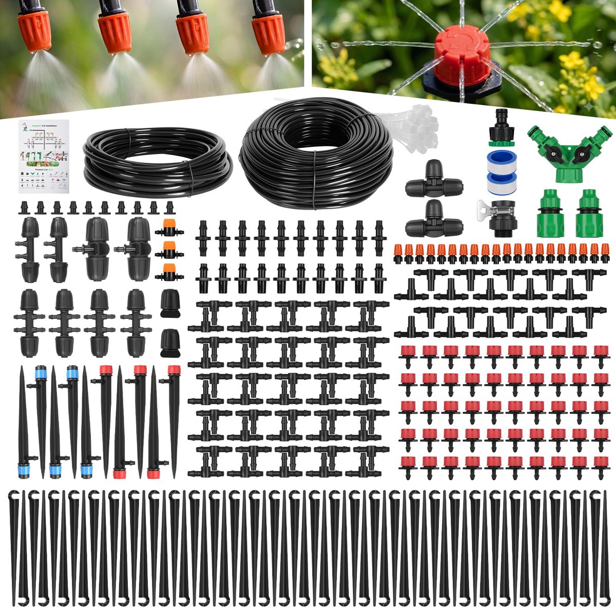 Irrigatiesysteem 315-delig - druppelirrigatieset 60 m + 15 m slang - verstelbaar - optimale tuinverzorging - SnelShoppen
