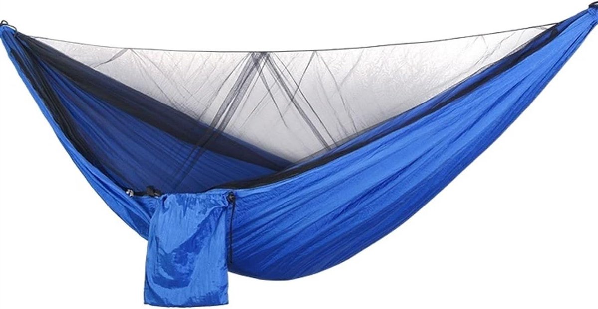Hangmat Binnen Tuin - Reishangmat Kampeerhangmat - Ontspannen Buiten - Met Geïntegreerd Muggennet - 290x140 Cm - Blauw