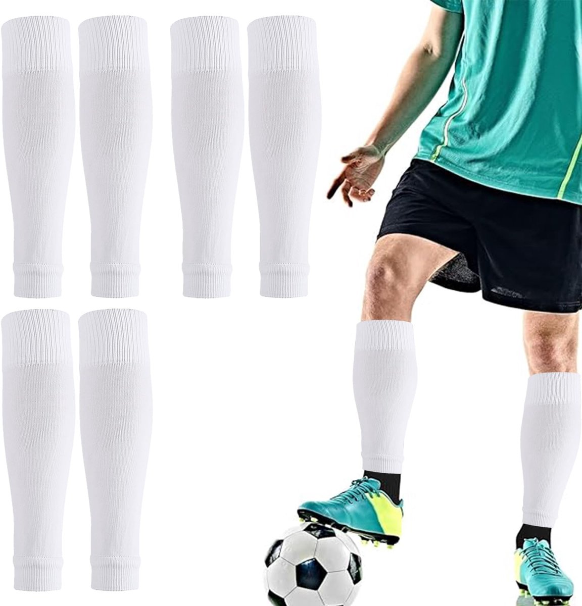 Beenmouwen voor herenvoetbal - Voetloos - Elastisch en ademend - Ideaal voor voetbal - SnelShoppen