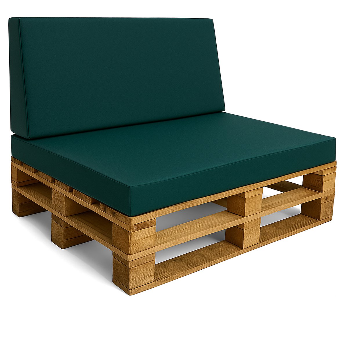 Paletkussens Outdoor Europallet Set: Zitkussen 120x80 cm en Rugkussen 120x40 cm met hoes - Schuimrubber zitkussen voor pallets en palletbank Groen