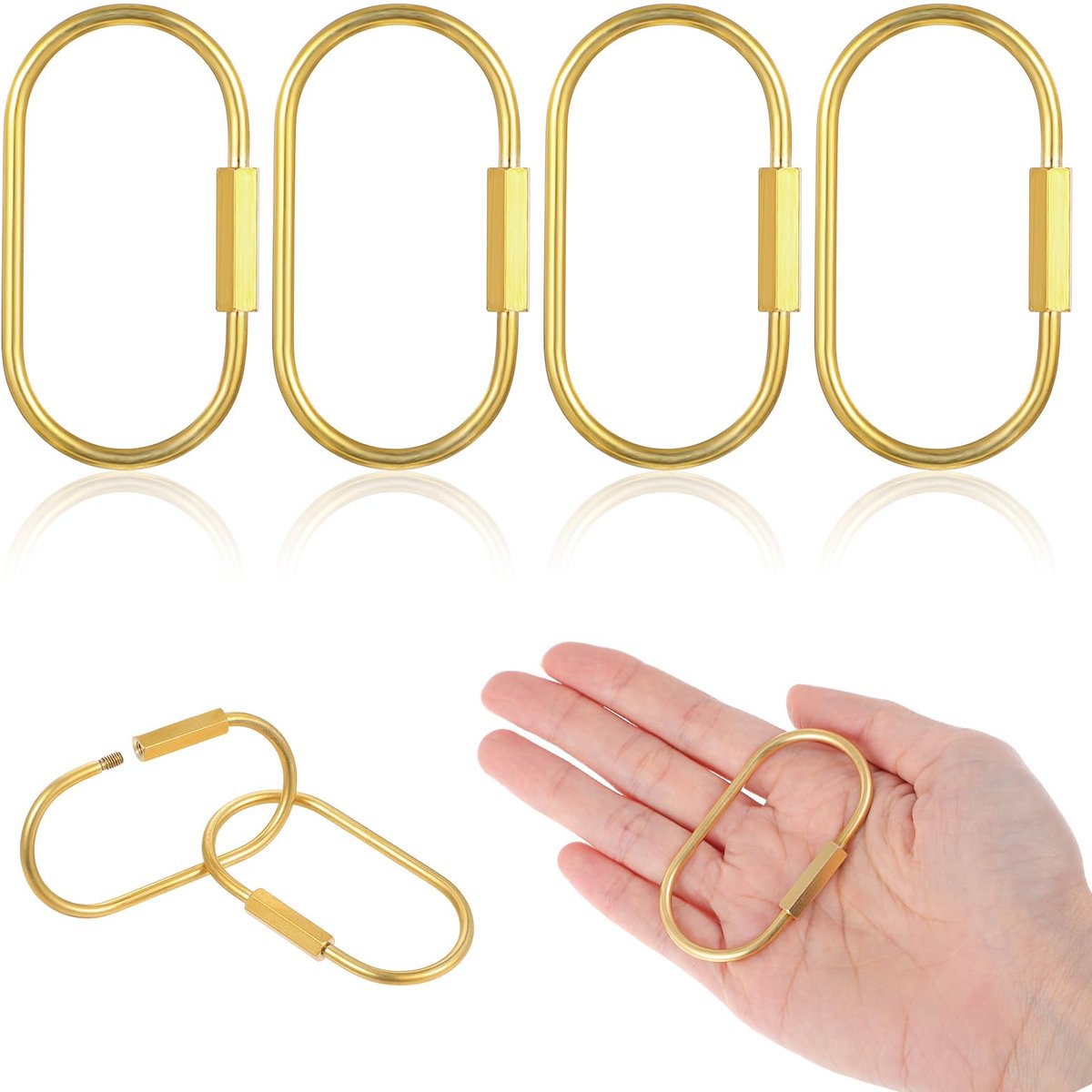 Sleutelhanger messing - 4 stuks gouden karabijnhaak - stevige schroef slot clip - handige organizer voor sleutels - SnelShoppen