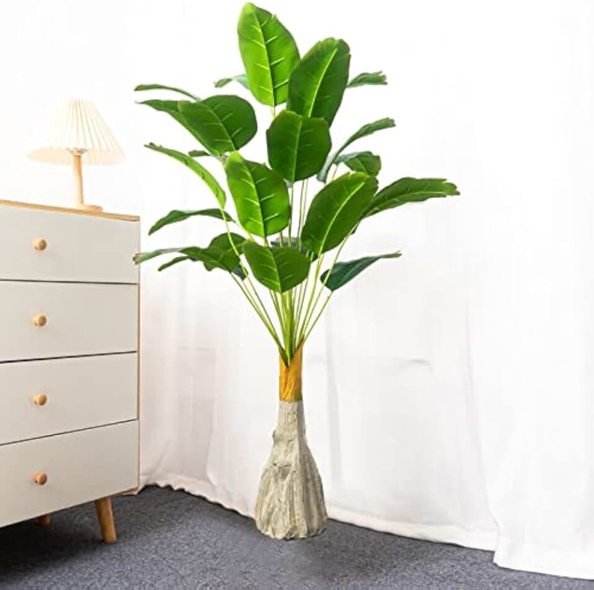 100cm 24heads kunstmatige bananenboom grote tropische planten nep palm bladeren plastic monstera bladeren Musa tree for herfst decor Kunstplant (Color : 90cm 18Leaves Green)