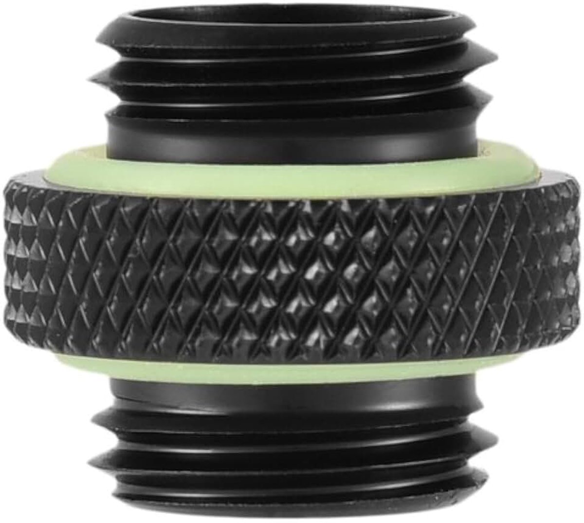 2-delige Waterkoelingadapter, G1/4-draadadapterconnector voor Computerwaterkoelsysteem, Zwart (Minipaardraad kort)