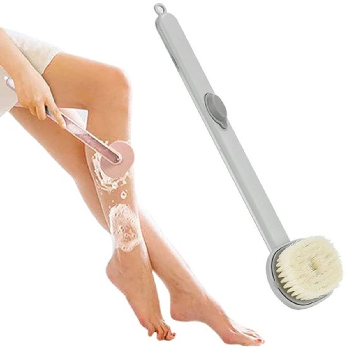 Vloeibare Badborstel met Lange Handgreep - Zeepdispenser voor Douche en Bad