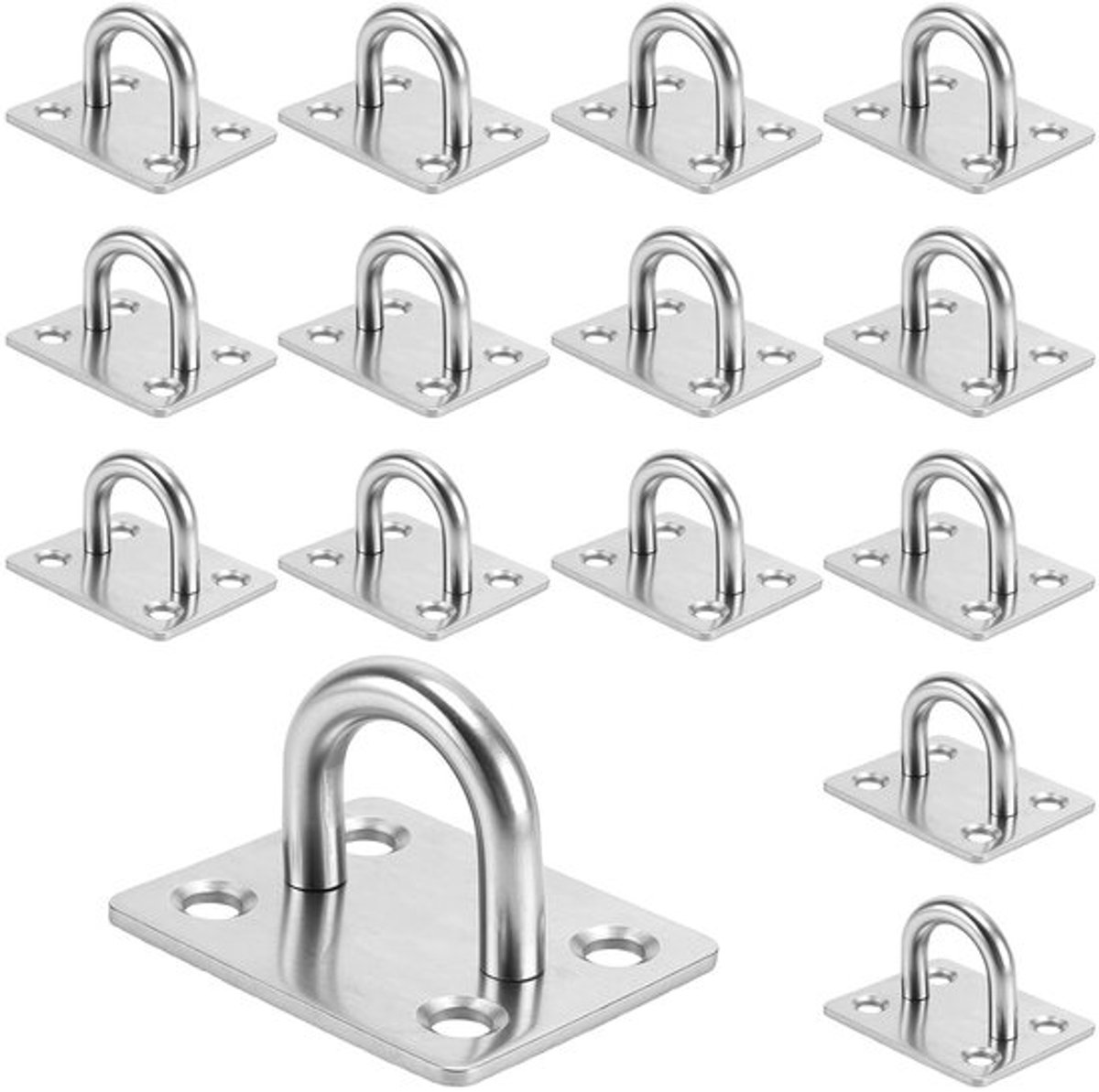 16-delige RVS Oogplaat 36 x 46mm - Duurzame Bevestigingsplaat voor Muur- en Plafondhaken, Ideaal voor Meubel- en Decoratietoepassingen