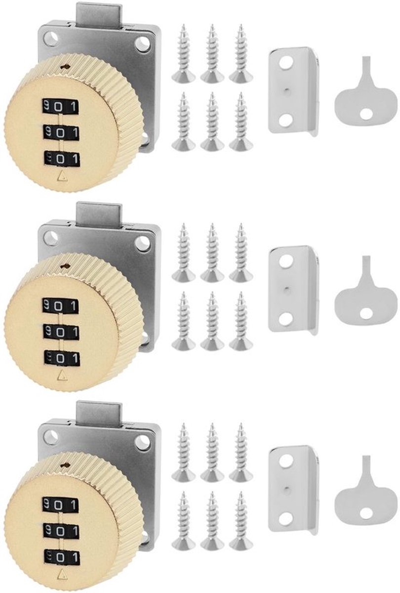 Combinatieslot 3-cijferig - Sleutelloze Deurslot - Kastslot - Veiligheidsslot - Geschikt voor 14-18mm - Eenvoudig instelbaar