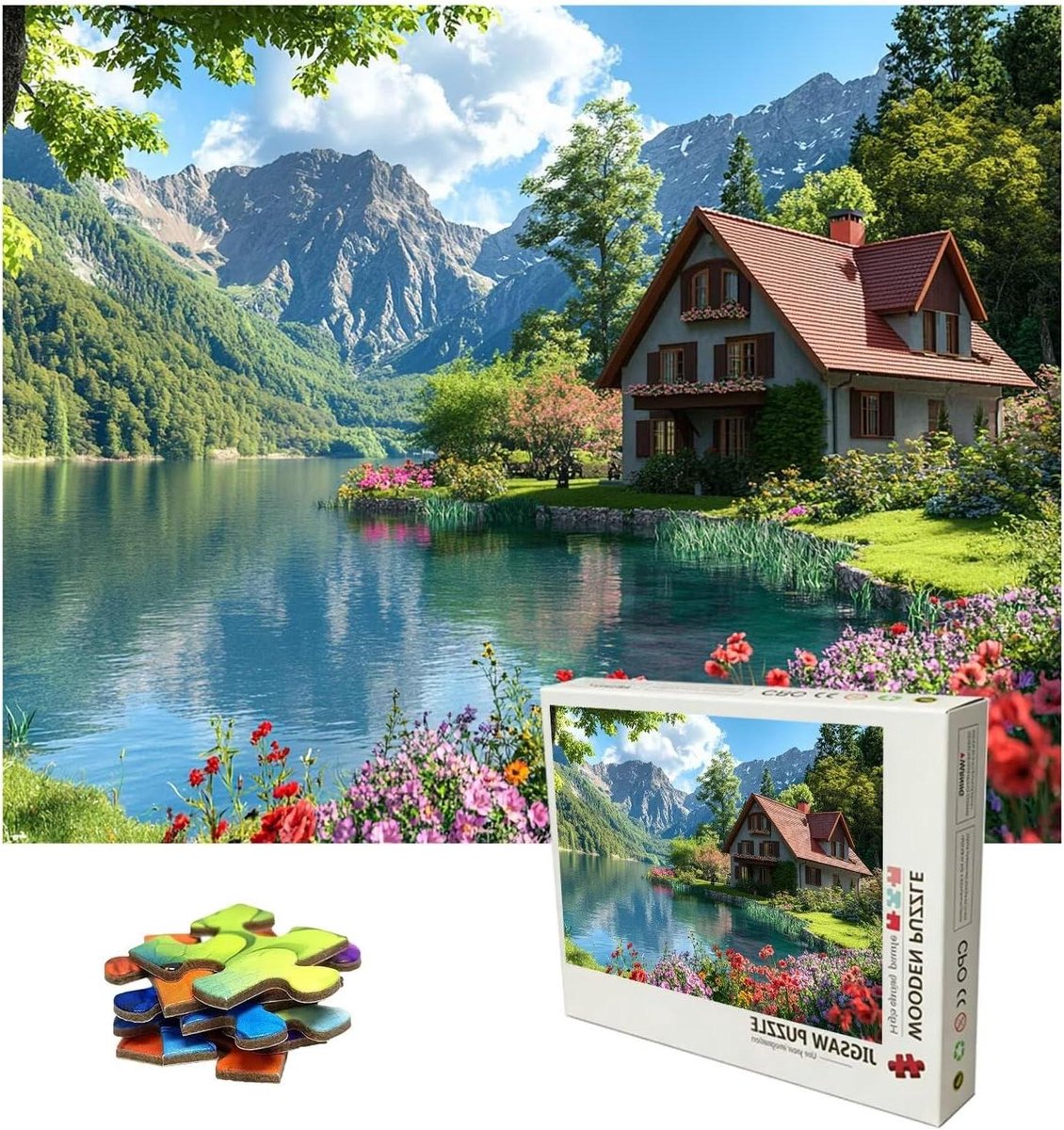 Houten Legpuzzels - Landschap Puzzel - Ontspanning Thuis - 1500 Stukjes - 71 x 60 cm - Multicolor
