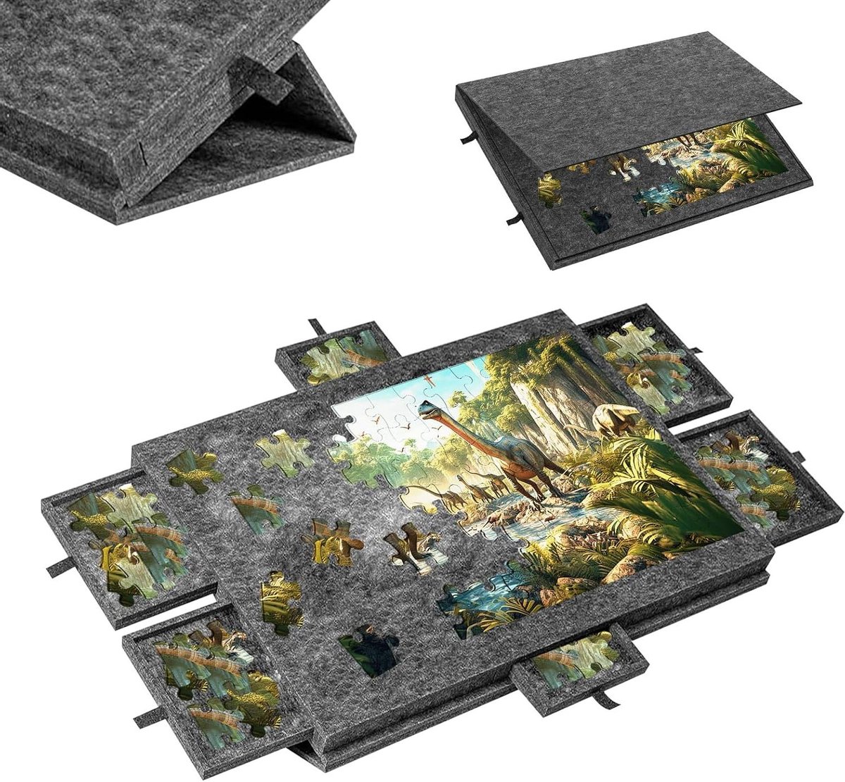 Puzzeltafel met laden - Puzzelbord organizer - Puzzels sorteren - Inklapbaar met standaard - 90 x 63 cm - Grijs