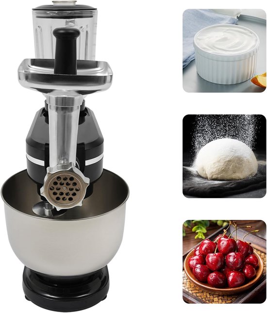Keukenmachine - Mixer - Bakken en Koken - 3-in-1 Multifunctioneel - 6 Liter Kom - Zwart — afbeelding 5