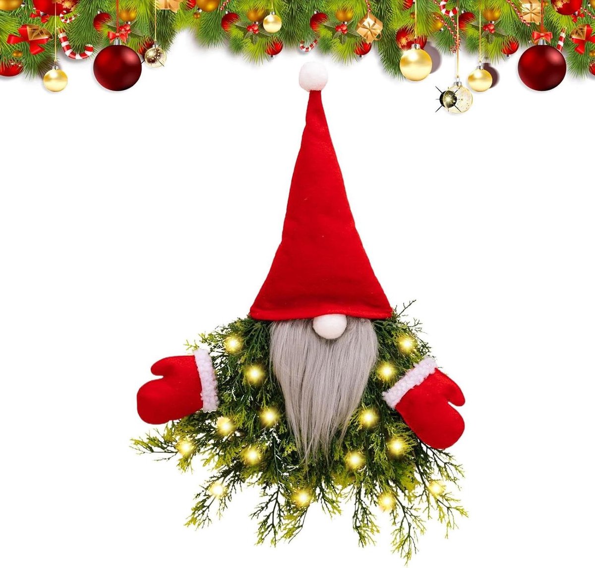 Kerstkrans met LED - Adventskrans Decoratieve Krans - Feestelijke Decoratie - Realistische Kunsttakken - 76 x 243 x 76 cm