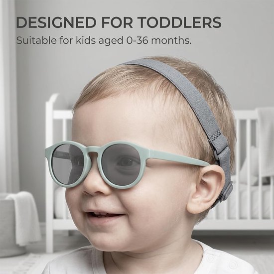 Babyzonnebril - Kinderzonnebril - Oogbescherming - Verstelbare riem - 0-3 jaar - Grijs — afbeelding 3