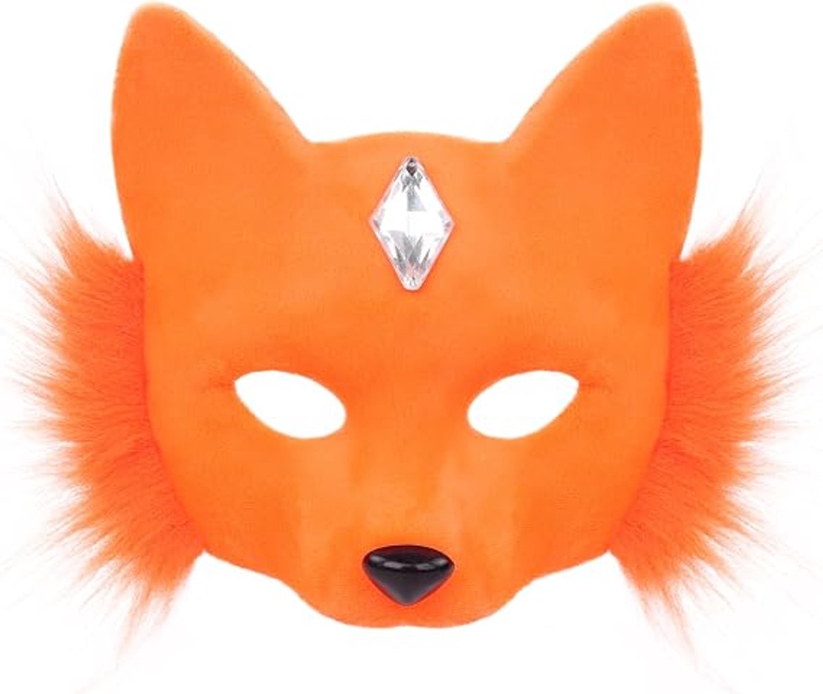 Halfgelaatsmasker - ingelegd met edelstenen - dierendesign - geschikt voor Halloween - feestjes en cosplay - Oranje kleur