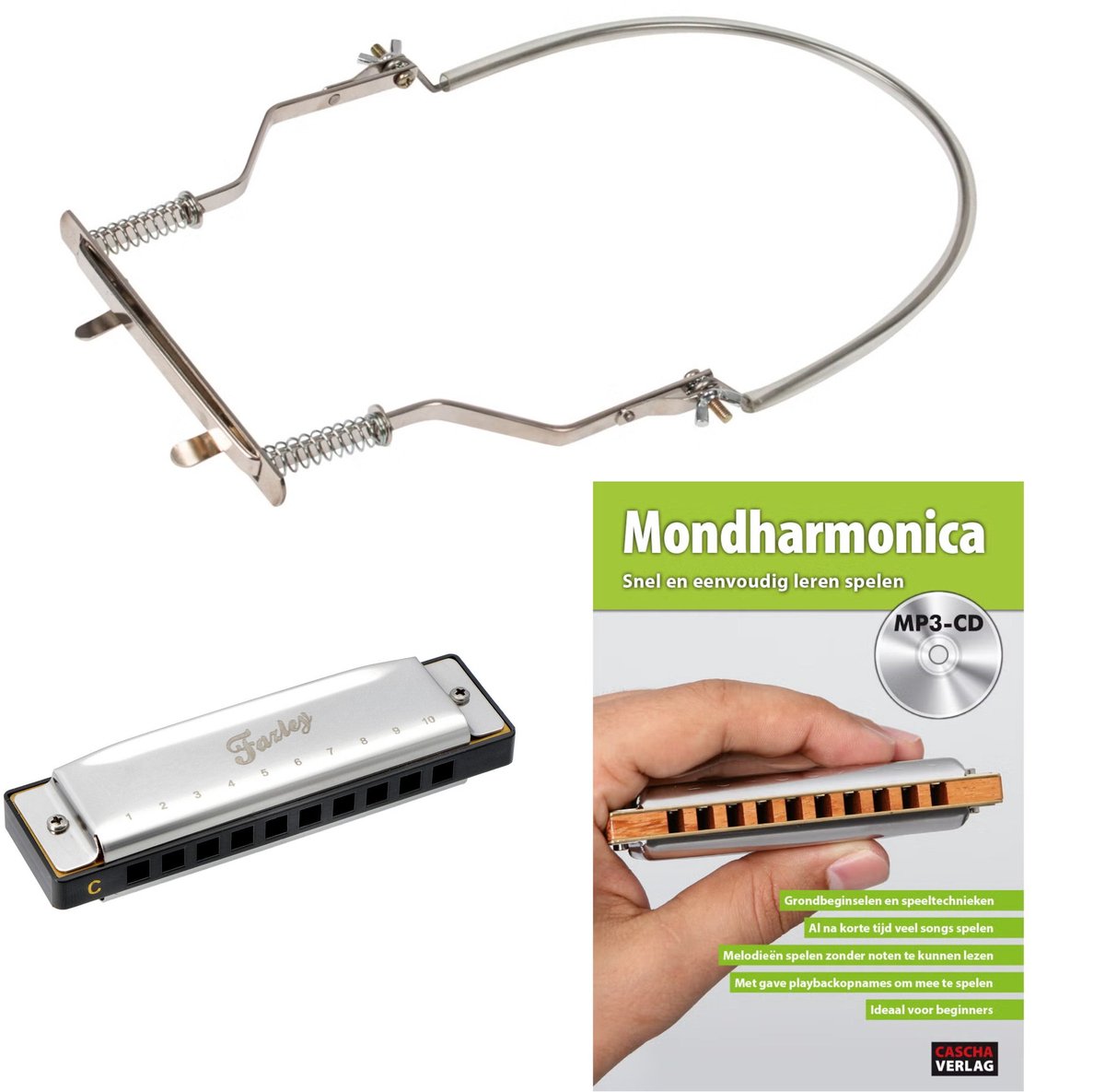 Mondharmonica starterset - incl. boek en doosje - Fazley MHM-02-C - Multikleur
