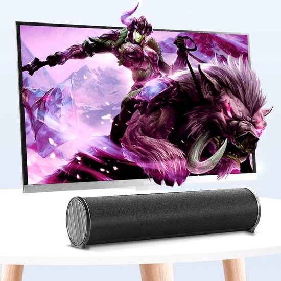 Soundbar Voor Tv - Draagbare Mini Luidspreker - Verrijk Je Geluid - 3D Stereo Surround - 31.3 cm Lengte - Grijs — afbeelding 3