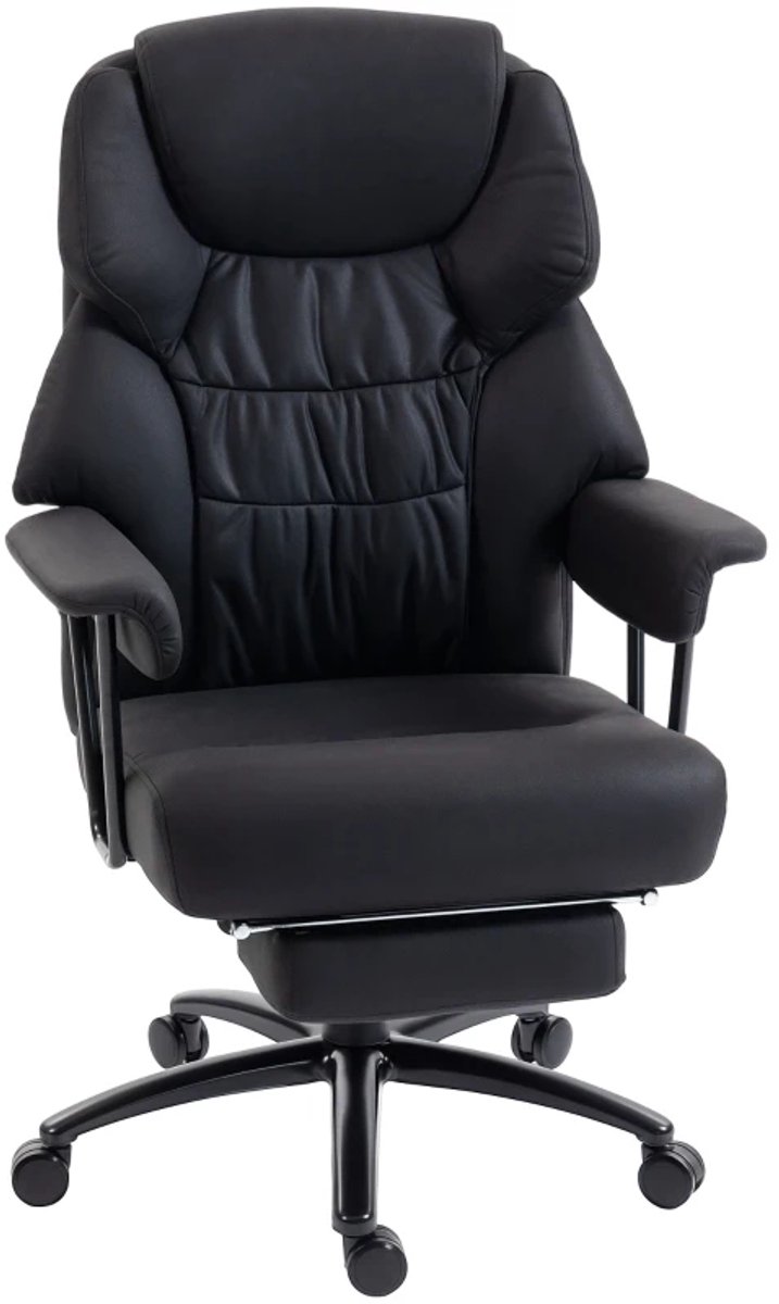 Ergonomische Bureaustoel met 3D-kneedmassage, Voetensteun & Hoge Rugleuning - In Hoogte Verstelbaar - Max. kanteling 120° - Kantoorstoel - Gamestoel - Volwassenen Stoel - Directiestoel - Computerstoel - Zwart