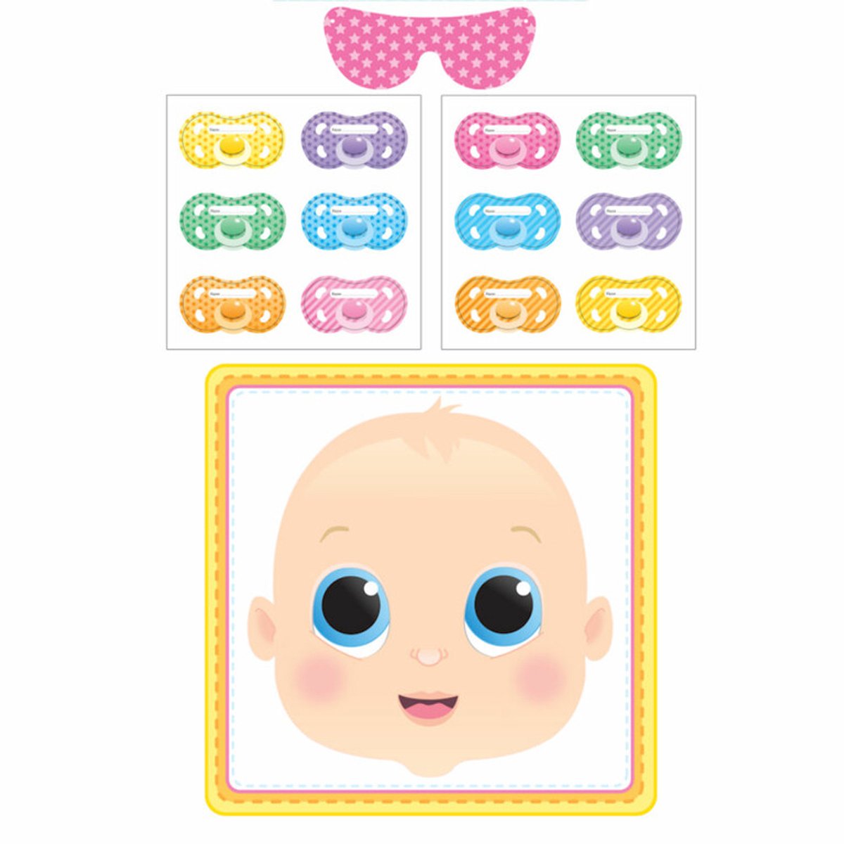 Baby shower spel - geblindoekt de speen goed plakken - stick the dummy