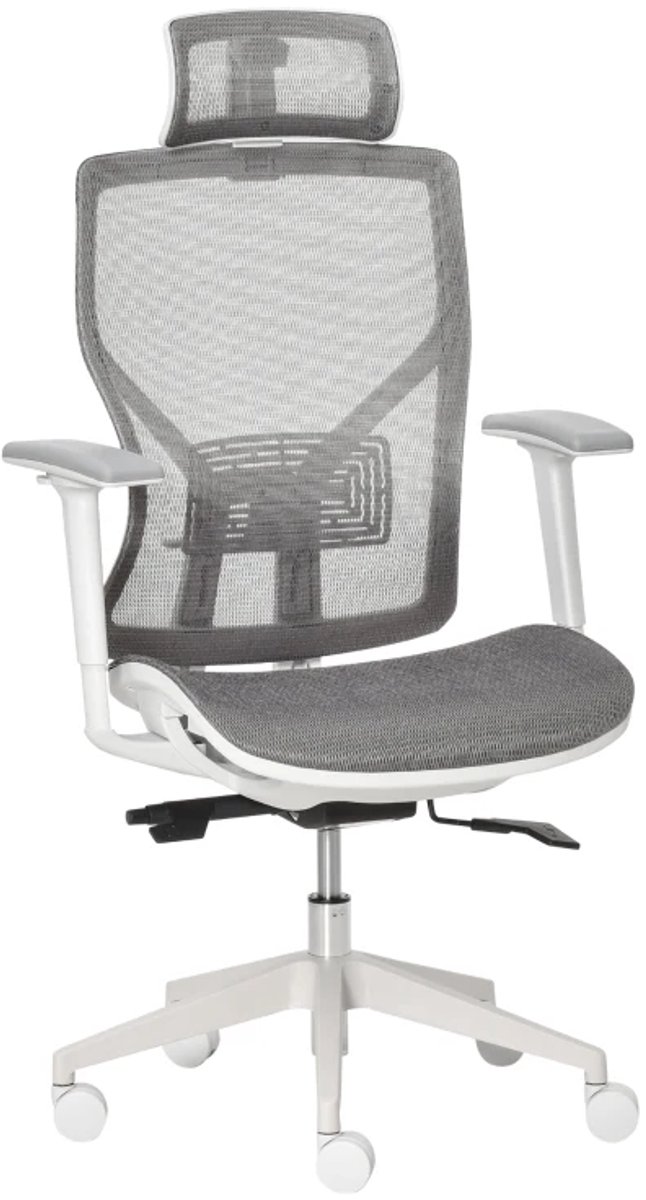 Ergonomische Bureaustoel met Hoofdsteun, Lendensteun & 3D-Armleuningen - In Hoogte Verstelbaar - Max. kanteling 112° - 360° Draaibaar - Kantoorstoel - Gamestoel - Volwassenen Stoel - Directiestoel - Computerstoel - Grijs