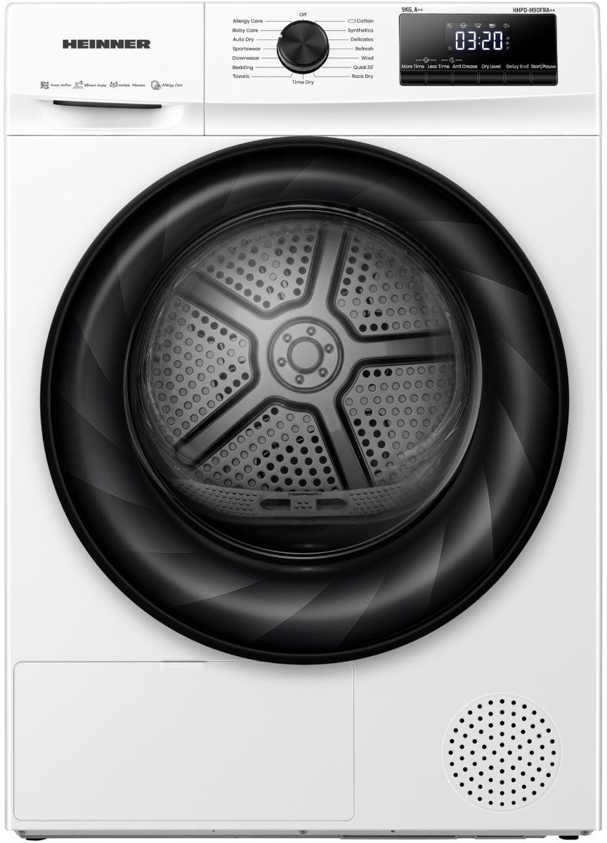 Heinner Warmtepompdroger - 9 KG - Wasdroger - 15 Programma's - AirFlow-technologie - LED display - Wit