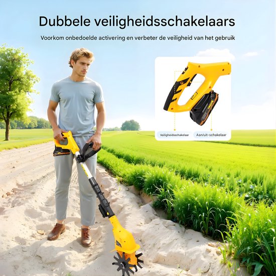 Handmatige Elektrische Kultivator - Verstelbare Lengte, Draadloos, Accu-Aangedreven Met Oplader - Voor Tuinbewerking — afbeelding 3