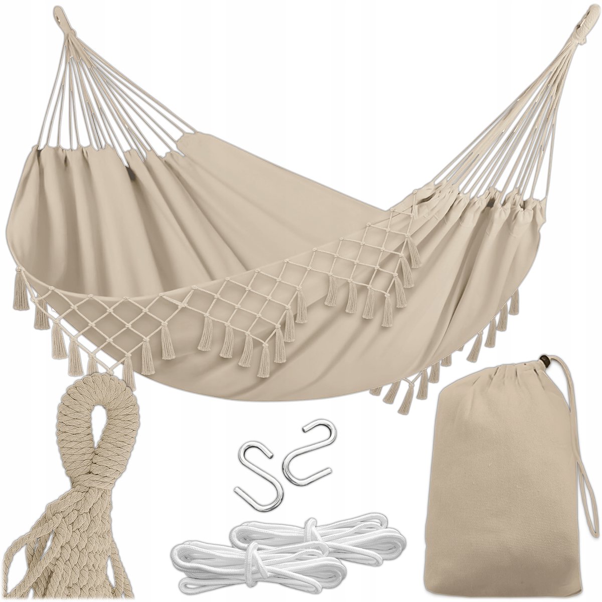 Boho Tuinhangmat Beige 150x190cm - Comfortabel en Stijlvol