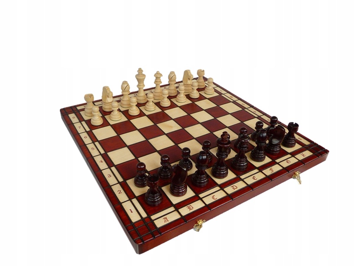 Grote Houten Schaakset Toernooi Nr. 8 - 55x55cm - Poolse Productie