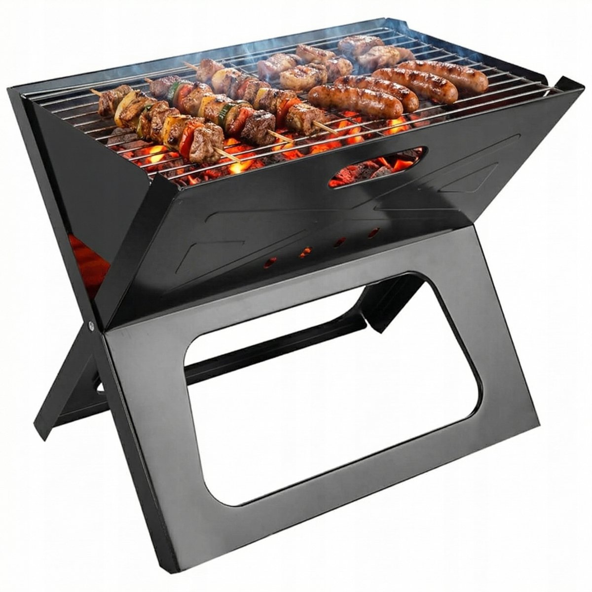 Compacte Draagbare Koolgrill in Koffermodel - Ideaal voor Camping & Tuin