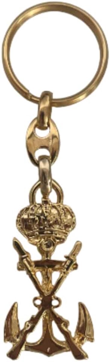 Spaanse maritieme fanterie van vergulde metaallegering - lengte van het wapen-embleem en kroon 5 cm - totale lengte 9 cm - gewicht 25 g - schakel type suiker, Zamak, One size