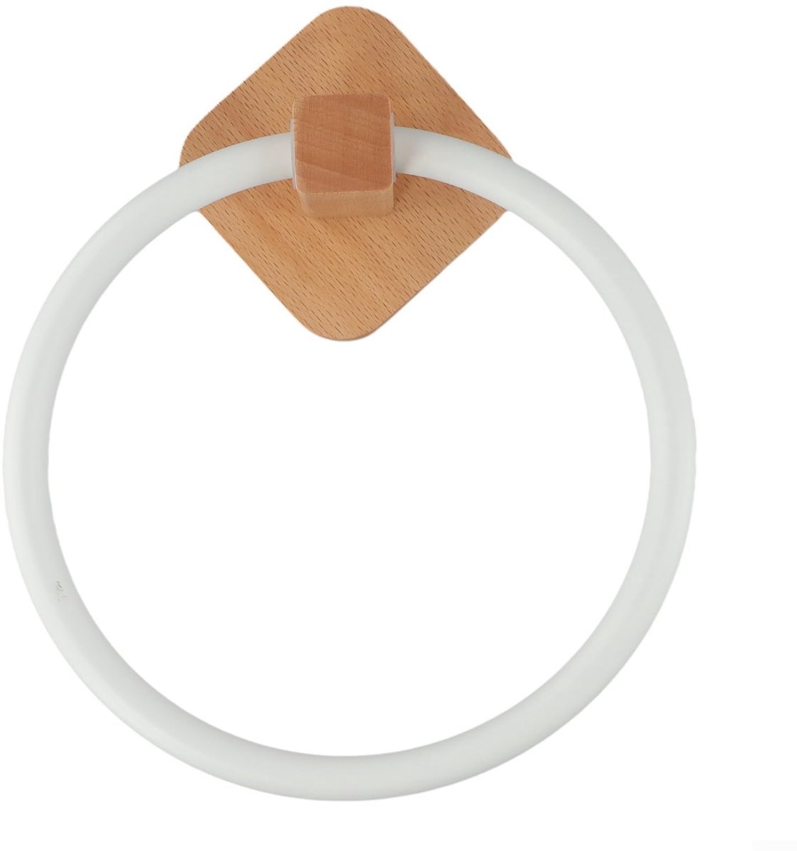 handdoekhouder, houten badkamer handdoekring, wandmontage ronde vorm hangende handdoekhanger badaccessoires voor badkamer slaapkamer keukens (beukenwit)