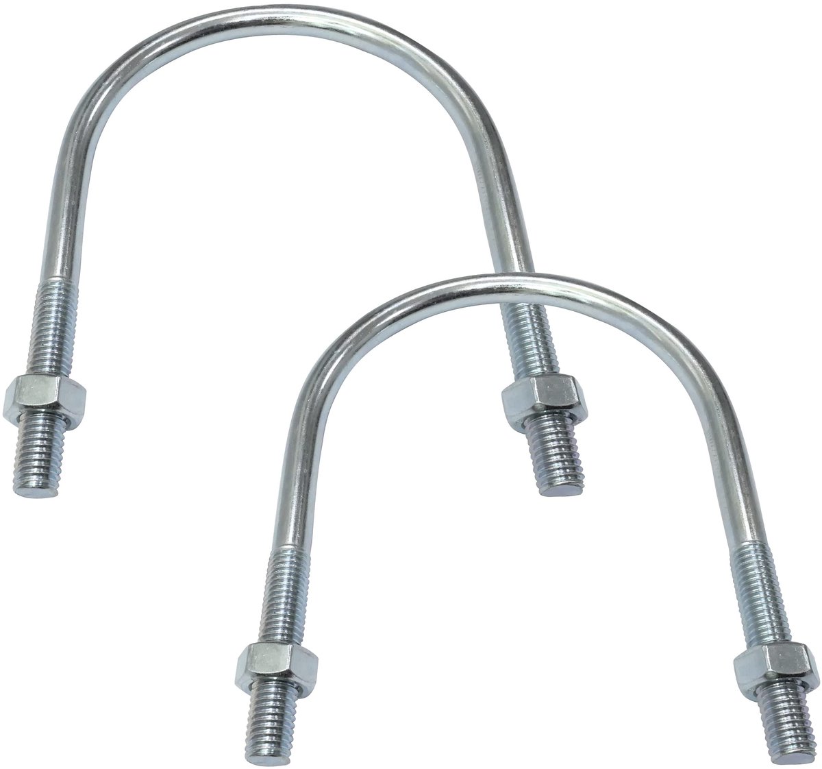 - Set van 2 U-bouten en 4 moeren M12-170x115mm - van verzinkt koolstofstaal - voor buizen - C48546