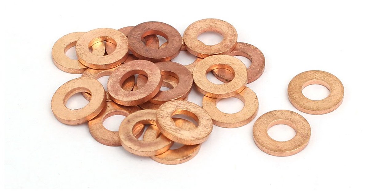 sourcing map 20 stuks platte sluitringen koper afdichting ring afdichtringen 6 mm x 12 mm x 1,5 mm