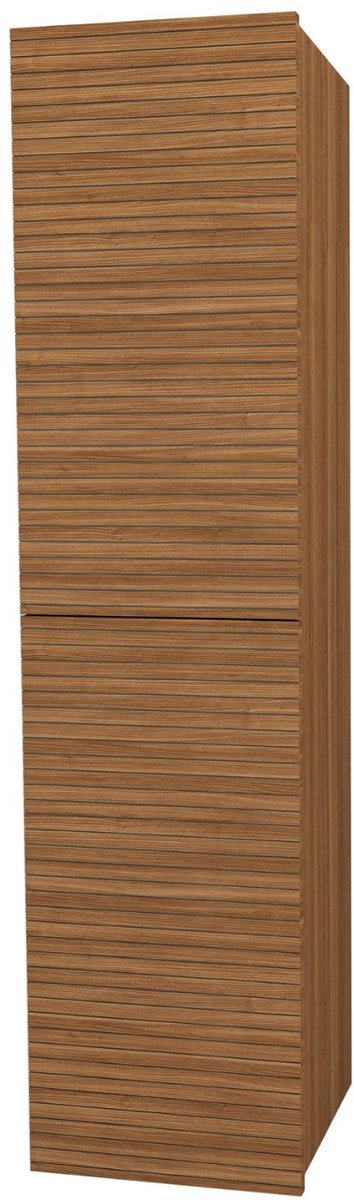 ALONI ELITE hoge badkamerkast – 160 cm – Walnoot – Horizontaal reliëf – Softclose