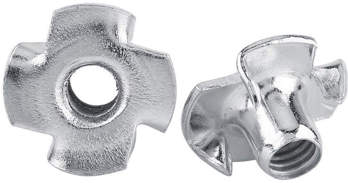 Assortiment schroevensets M3/M4/M5/M6/M8 Zink-koolstof T-moer Viertandige stalen moeren voor ambachtsman amateur houtbewerkingsmeubels (M4 50 stuks)