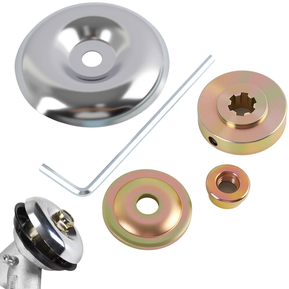 Reparatieset voor bosmaaier, 10 stuks, metalen moeren en adapter voor messen, bevestigingsplaten en adapter voor grasmaaiers