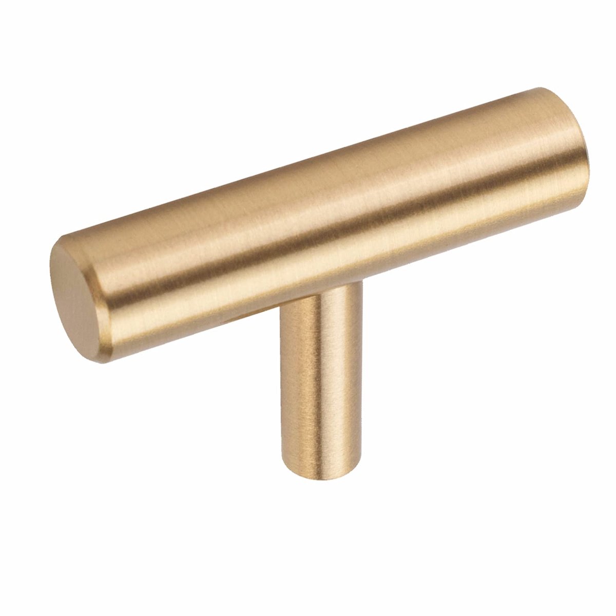 10 stuks, messing kastknoppen, trekgreep voor badkamer, keuken, kasten, meubels, geborsteld koper, decoratief (T-vorm)