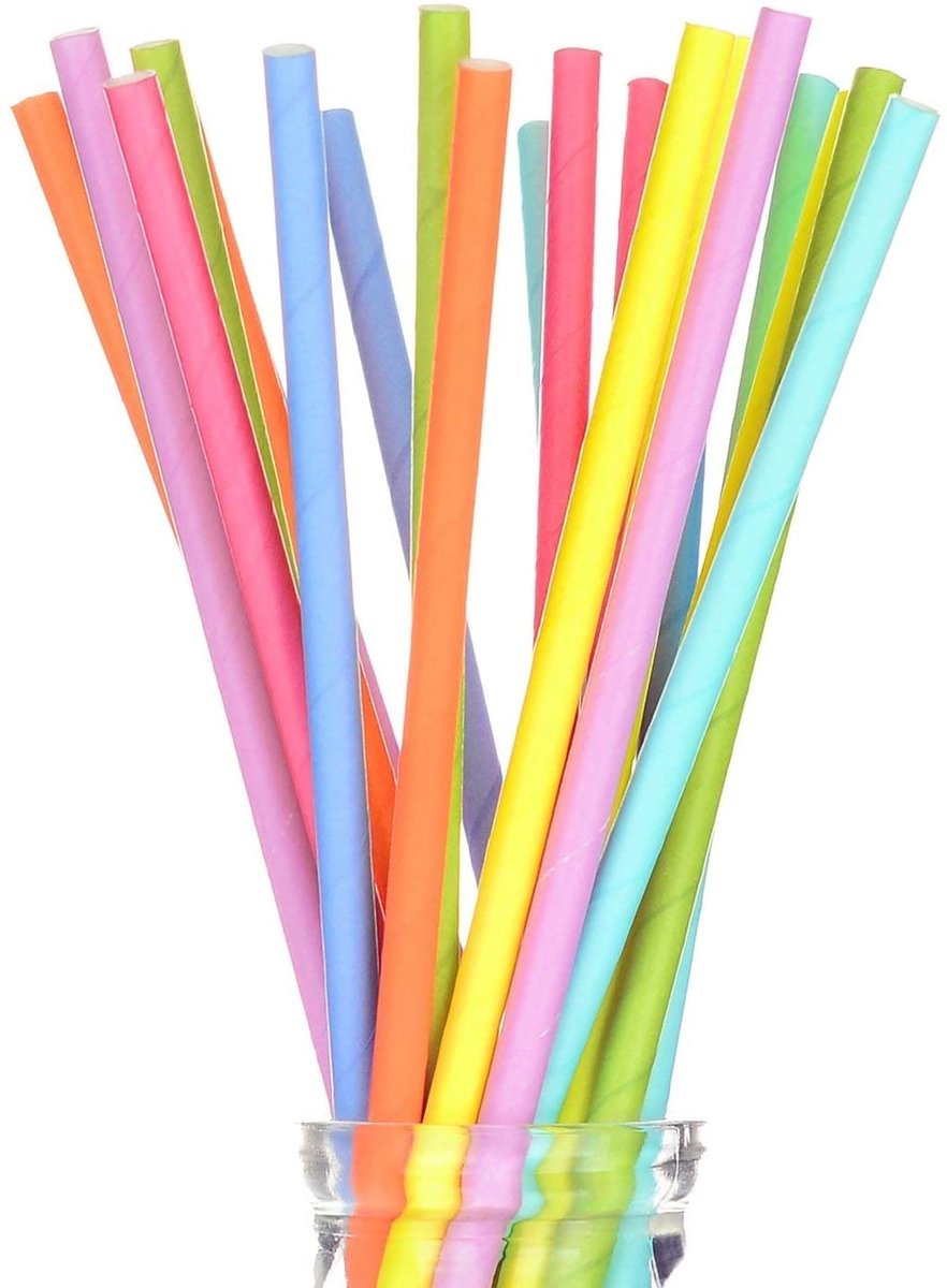 250 rietjes van papier, 20/7, biologisch afbreekbaar, composteerbaar, verschillende kleuren, rietje voor cocktails, koude en warme dranken, milieuvriendelijk