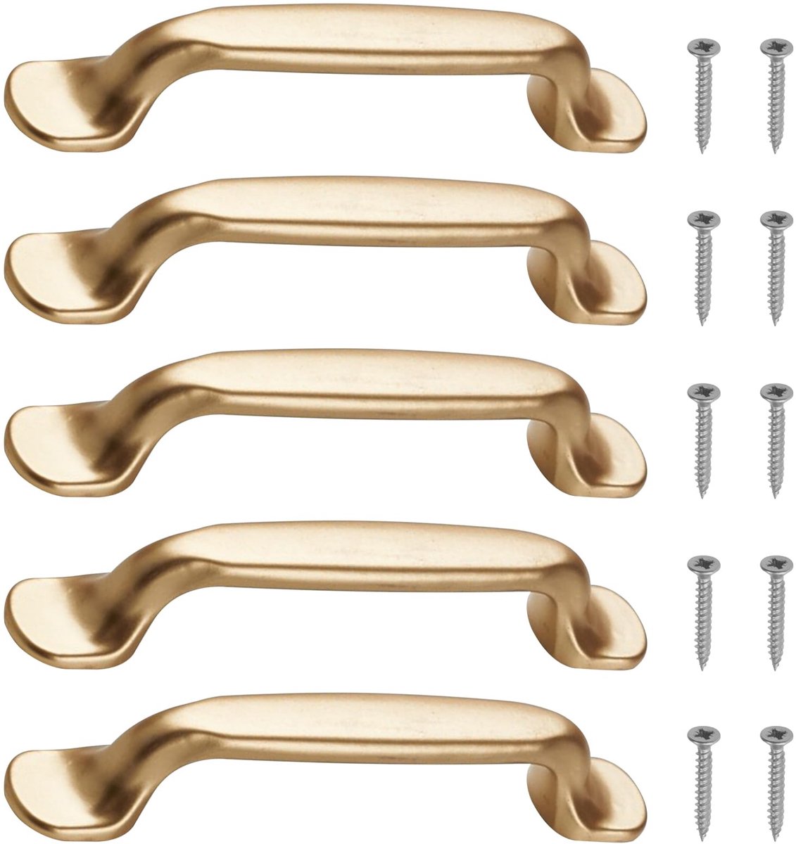 5 stuks meubelgrepen, goud, moderne grepen, grepen voor keukenkastjes, aluminium kastgrepen inclusief schroeven, meubelgrepen, voor keukenkastjes, laden, commodes, laden, meubels, 96 mm middelafstand